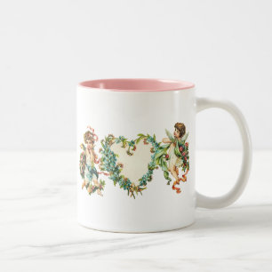 Vintage Valentine Cherubs Two-Tone Coffee Mug