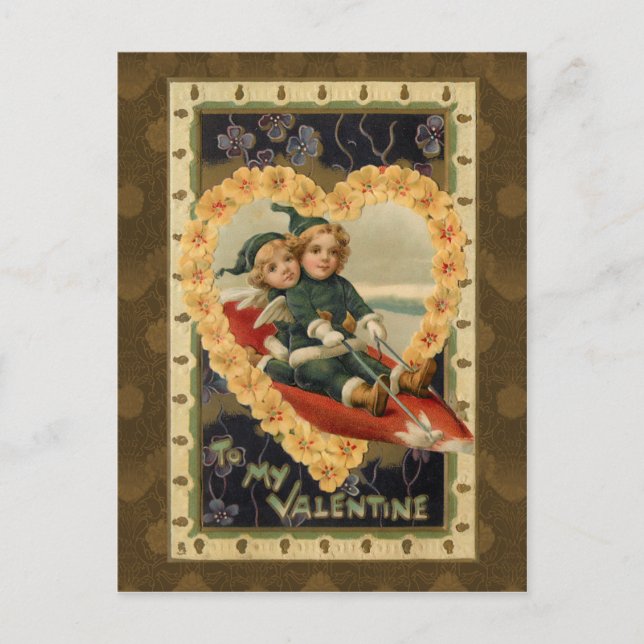 Vintage Valentine Children Holiday Postcard (Front)