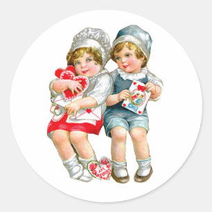 Vintage Valentine  Classic Round Sticker