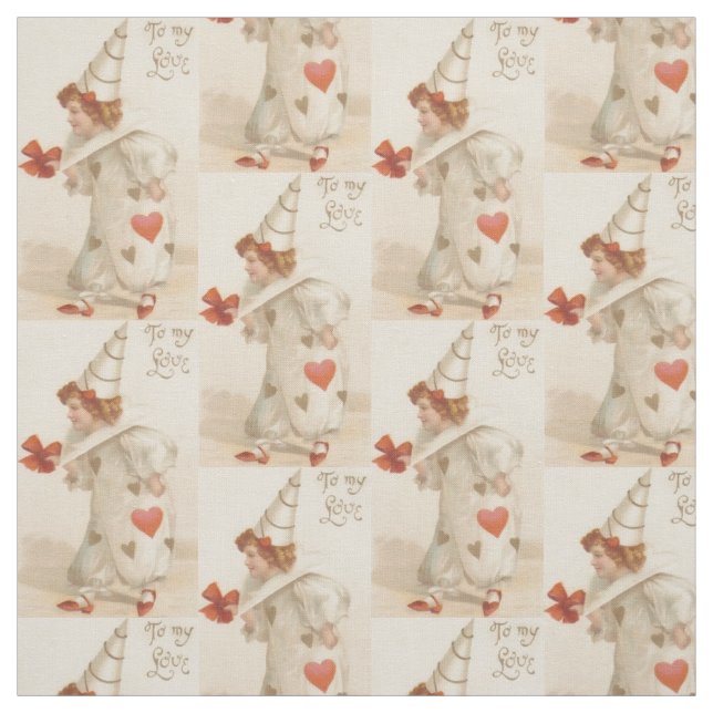 Vintage Valentine Clown Fabric (Swatch)