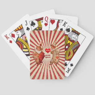 Vintage Valentine Clowns with Custom Message Heart Playing Cards