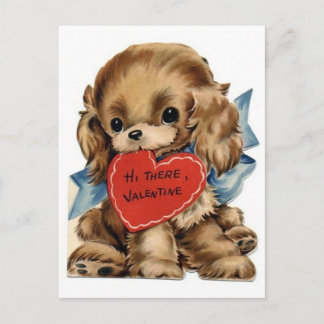 Vintage Valentine Cocker Spaniel Holiday Postcard