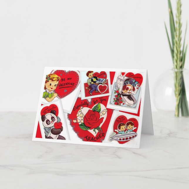 Vintage Valentine Collage Card for a Teacher (Front)