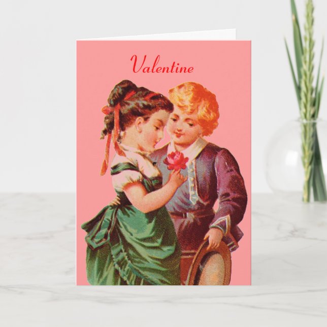 Vintage Valentine Couple Greeting Card (Front)