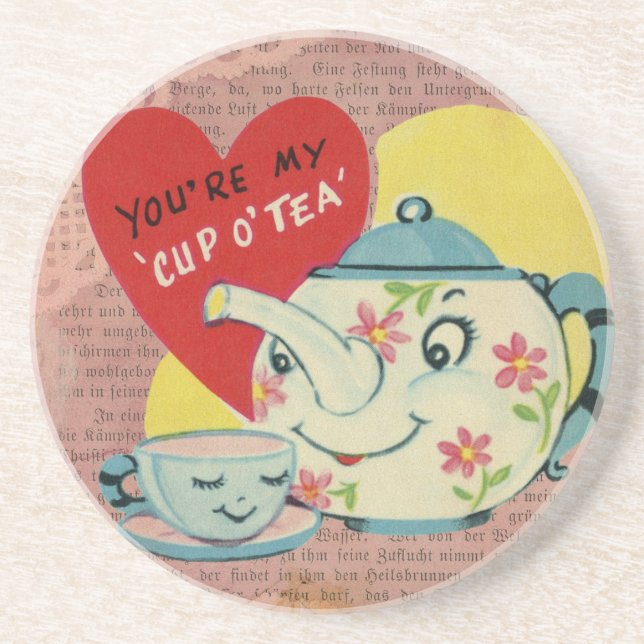 Vintage Valentine Cup of Tea Coaster (Front)