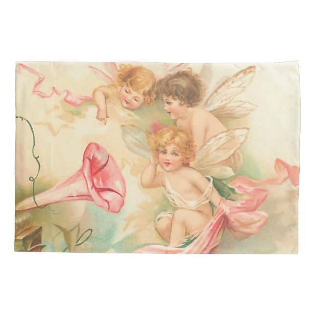 Vintage valentine cupid angel 1 pillowcase (Back)
