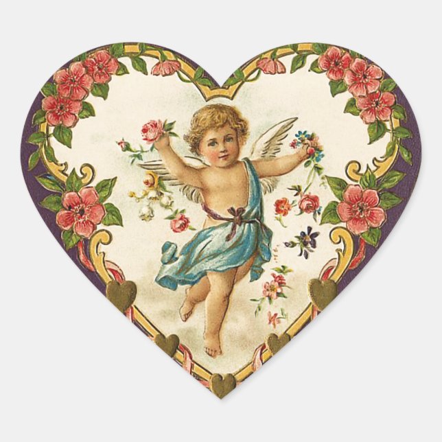 Vintage Valentine Cupid Stickers (Front)