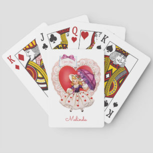 Vintage Valentine custom name playing cards