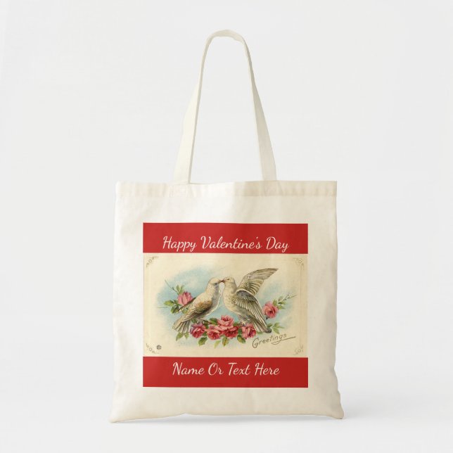 Vintage Valentine Doves Tote Bag (Front)