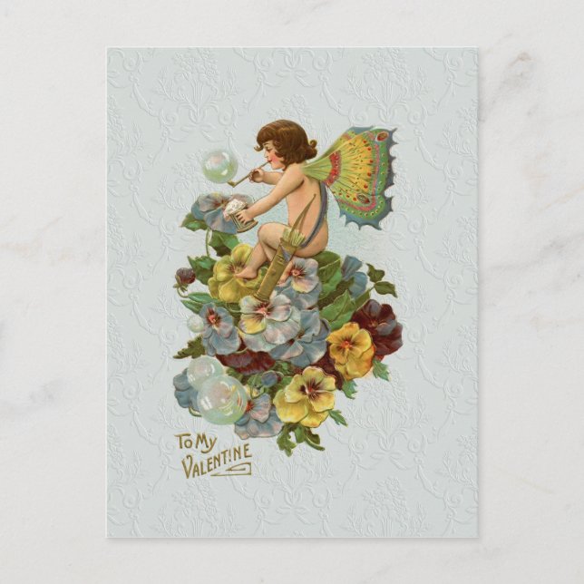 Vintage Valentine Fairy Holiday Postcard (Front)