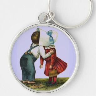 Vintage Valentine First Kiss Keychain