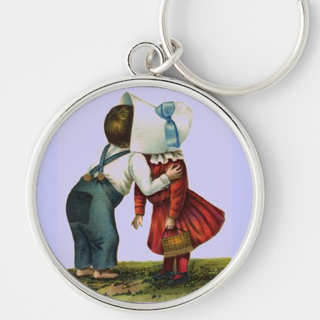 Vintage Valentine First Kiss Keychain (Front)