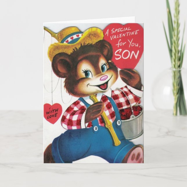 Vintage Valentine For Son Holiday Card (Front)