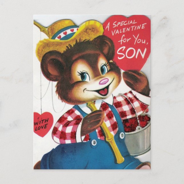 Vintage Valentine For Son Holiday Postcard (Front)
