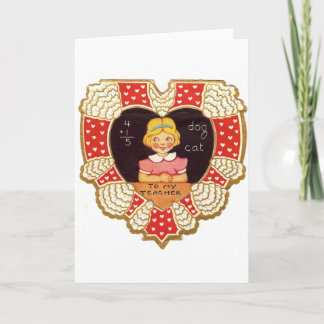 Vintage Valentine For Teacher Holiday Card
