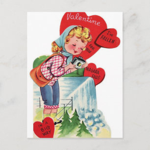 Vintage Valentine Girl With Camera Holiday Postcard