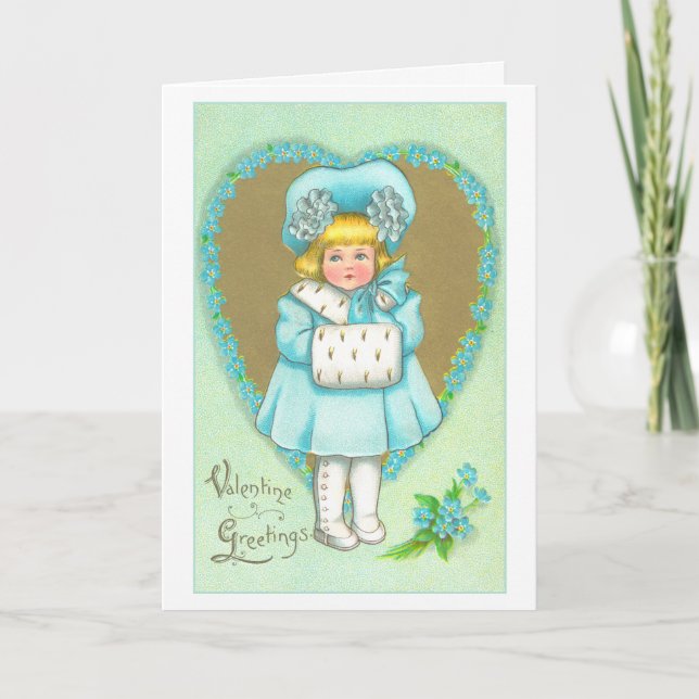 Vintage Valentine Greetings Granddaughter Holiday Card (Front)