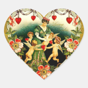 Vintage Valentine Heart Heart Sticker