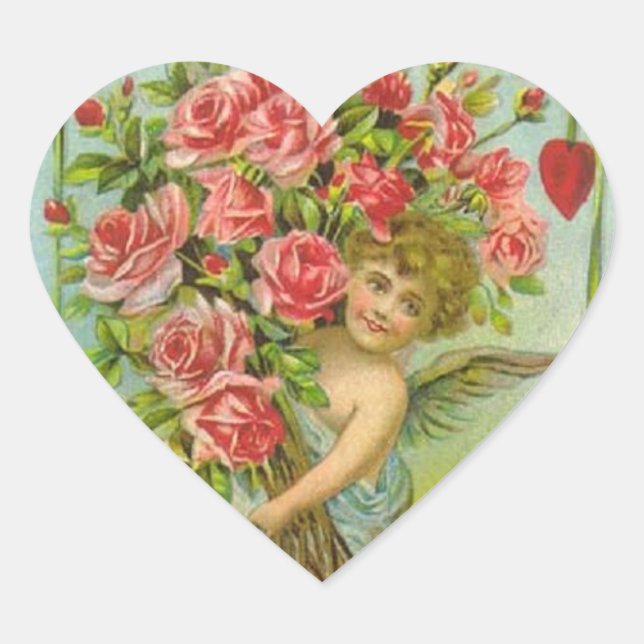 Vintage Valentine Heart Heart Sticker (Front)