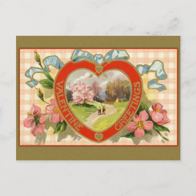 Vintage Valentine Heart Postcard (Front)