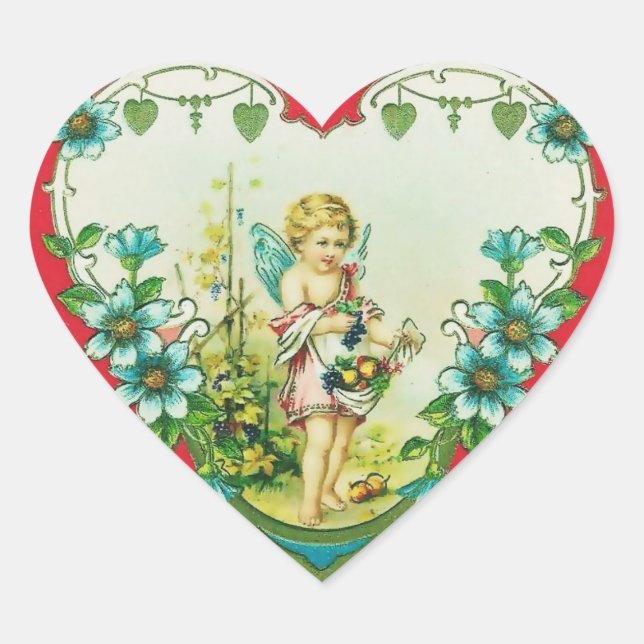 Vintage Valentine Heart Sticker (Front)