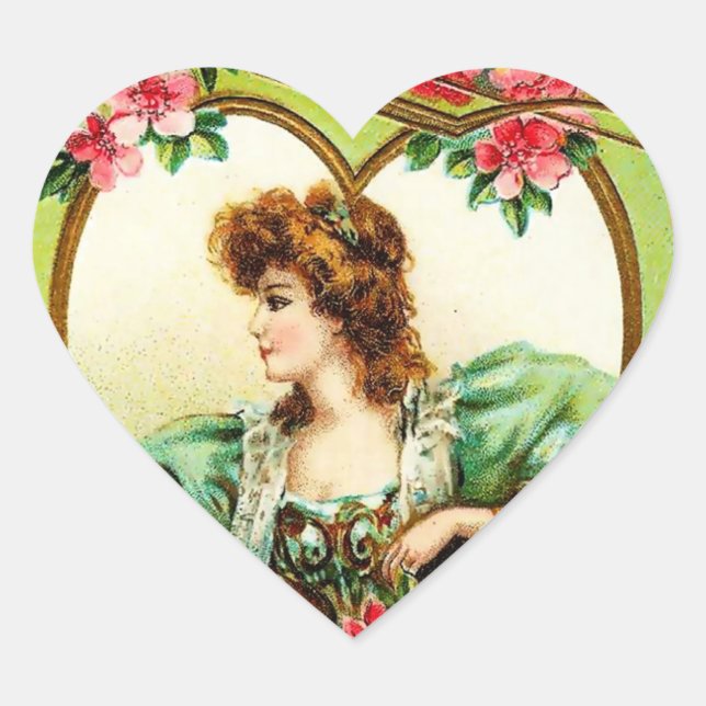 Vintage Valentine Heart Sticker (Front)