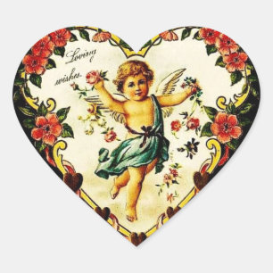 Vintage Valentine Heart Sticker