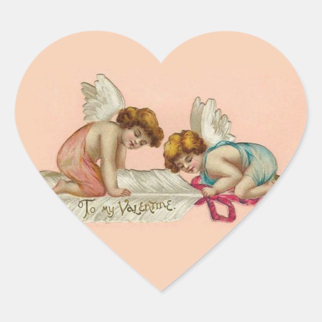 Vintage Valentine Heart Sticker (Front)