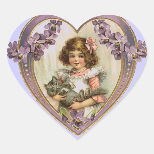 Vintage Valentine Heart Sticker (Front)