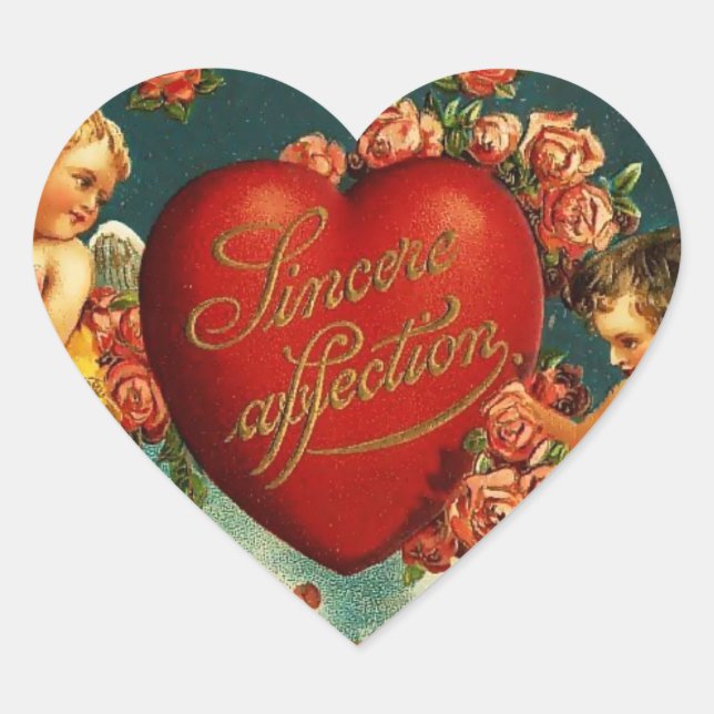 Vintage Valentine Heart Sticker (Front)