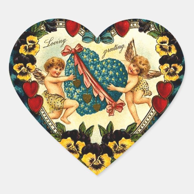 Vintage Valentine Heart Sticker (Front)