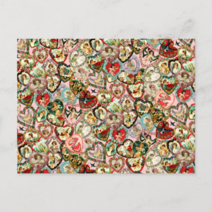 Vintage Valentine Hearts Holiday Postcard