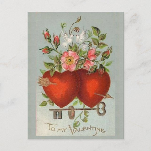 Vintage Valentine Hearts Postcard (Front)