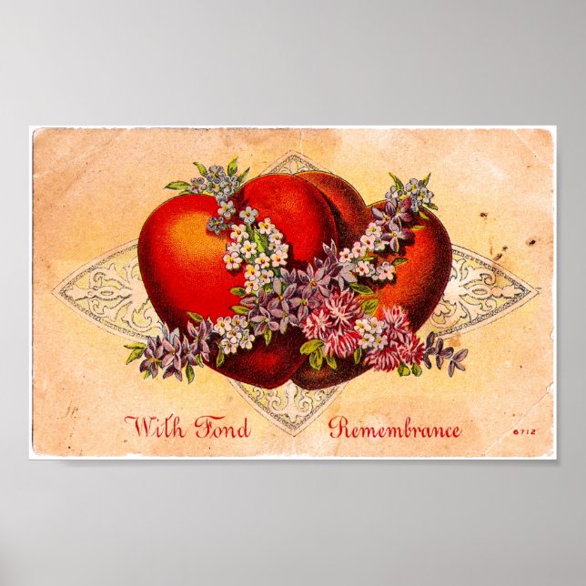 Vintage Valentine Hearts Poster (Front)