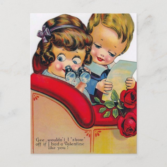Vintage Valentine Holiday retro couple postcard (Front)