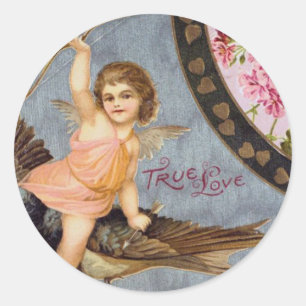 Vintage Valentine Illustration Classic Round Sticker