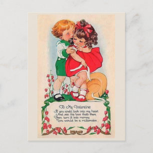 Vintage Valentine Kiss Holiday Postcard