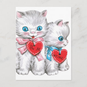 Vintage Valentine Kitties Holiday Postcard