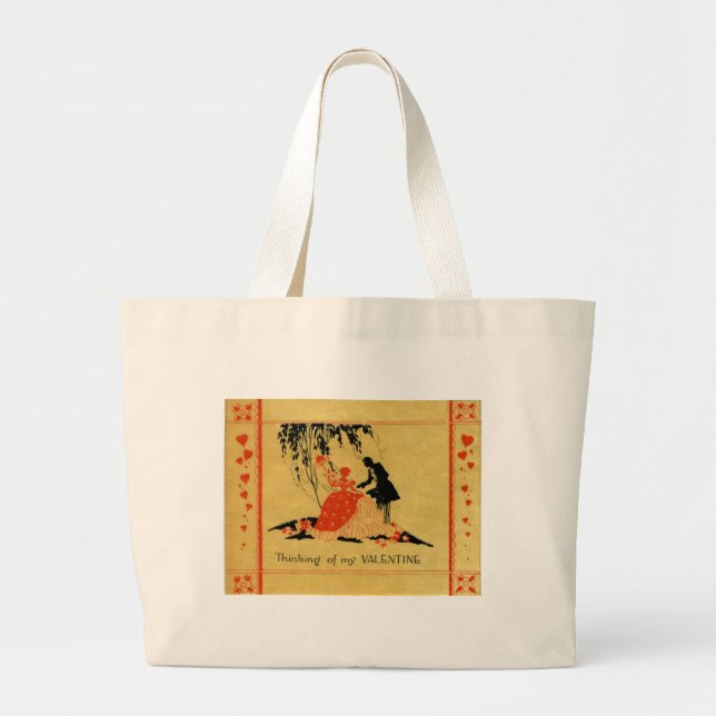 Vintage Valentine Large Tote Bag (Front)