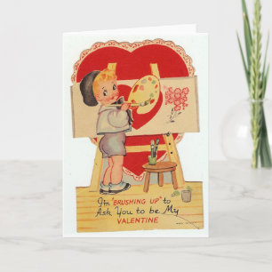 Vintage Valentine Little Artist Holiday Card
