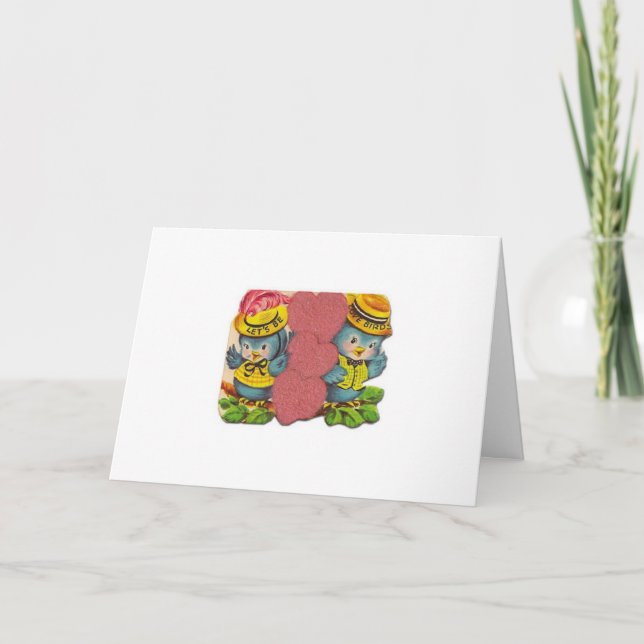 Vintage Valentine - Love Birds, Holiday Card (Front)