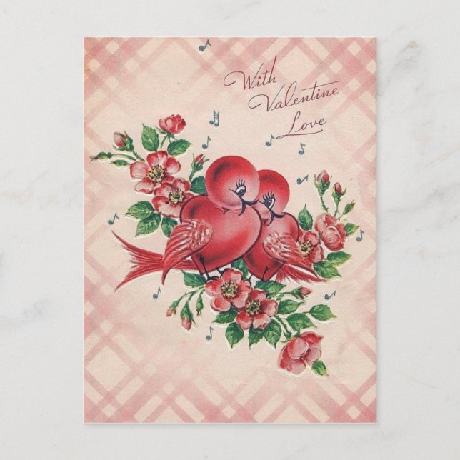 Vintage Valentine Love Birds Holiday Postcard (Front)