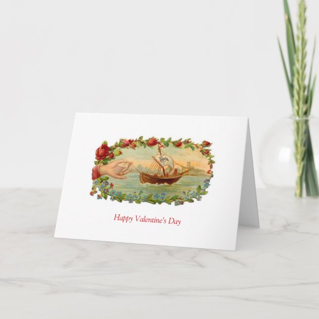 Vintage Valentine - Love Boat, Holiday Card (Front)