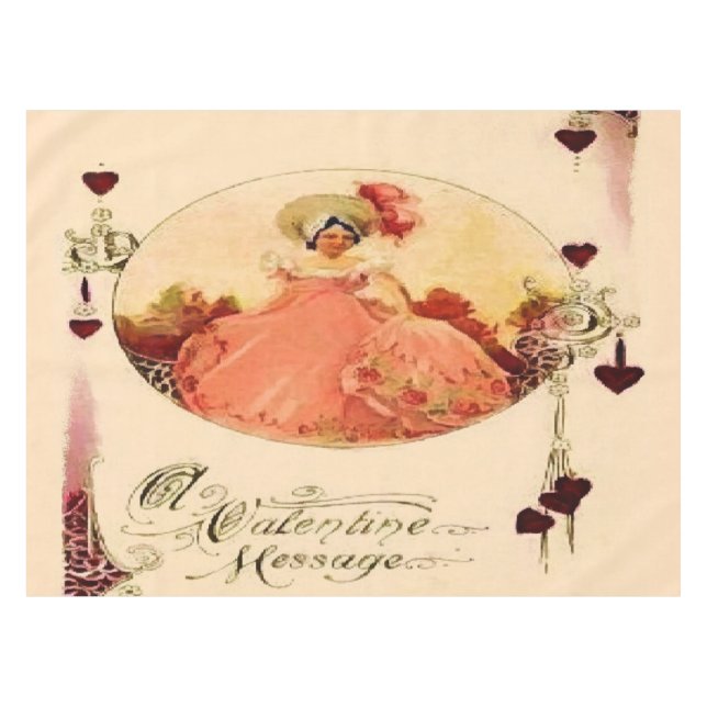 Vintage Valentine Message Pink Dress Tablecloth (Front (Horizontal))