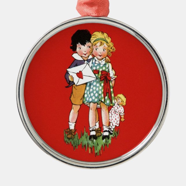 Vintage Valentine Metal Tree Decoration (Front)
