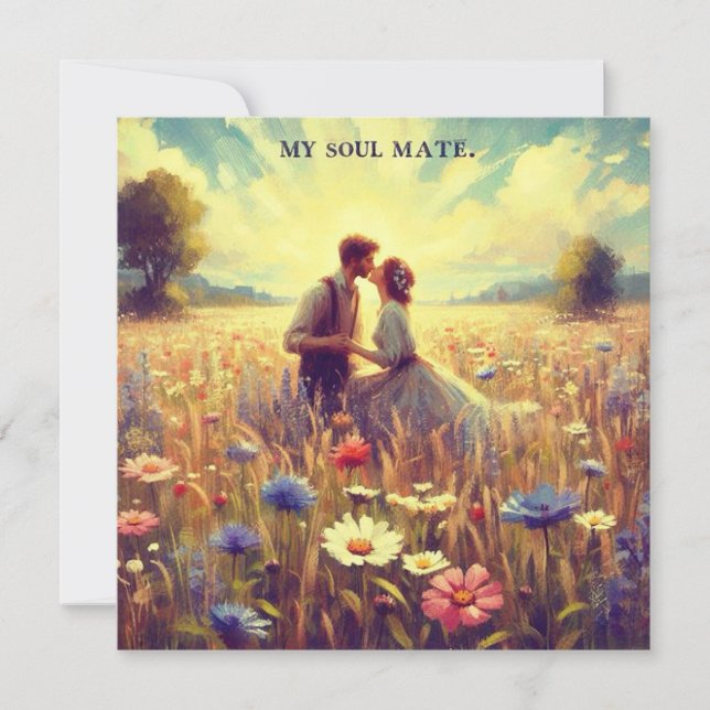 Vintage Valentine  ~ MY SOUL MATE ~ Couples ~ Holiday Card (Front)