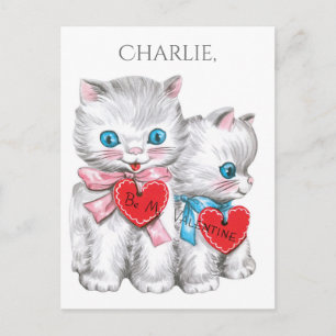 Vintage Valentine optional custom name postcard