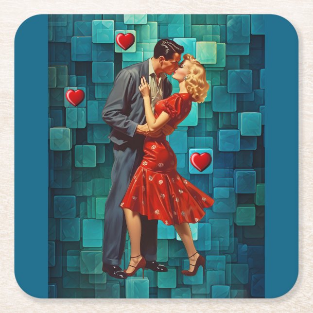 VINTAGE VALENTINE PASSION SQUARE PAPER COASTER (Front)