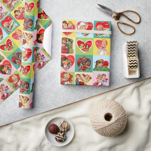 Vintage Valentine Patchwork Wrapping Paper (Crafts)