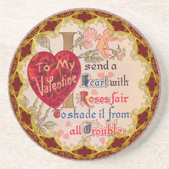 Vintage Valentine Poem Coaster (Front)